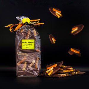 Chocolat noir aux écorses d'oranges confites fabrication artisanale par Alexis Monod